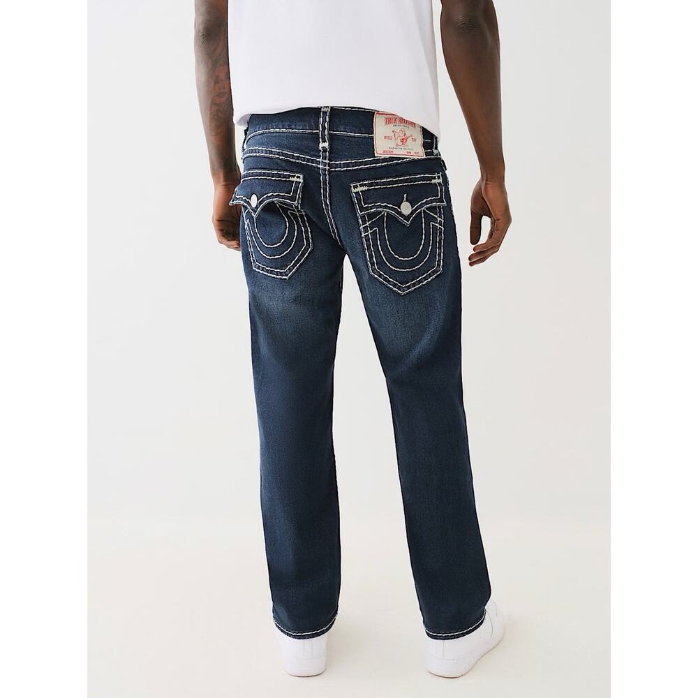 TRUE RELIGION Ricky Relaxed Straight Super T White Stitch Jeans Men's 40 x 32